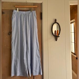 Light Blue & White Stripe Men's Elastic Waist Chinos